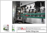 خط تعبئة الزجاجات السائلة مع آلة تغطية الزجاجة وآلة وضع العلامات المزدوجة